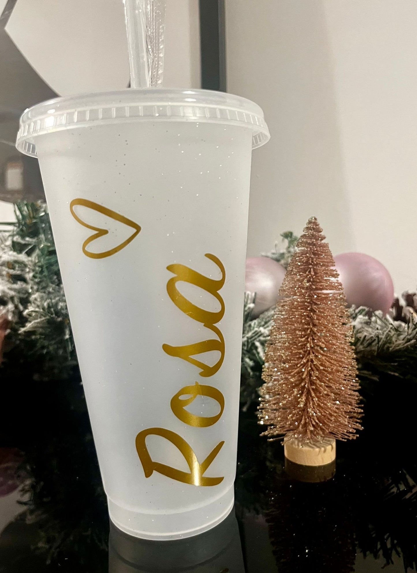 Personalised Cold Cup with Lid and Straw